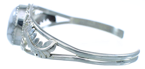 Howlite Sterling Silver Native American Leaf Cuff Bracelet RX102744